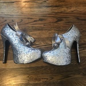 Silver glittered Stiletto heels